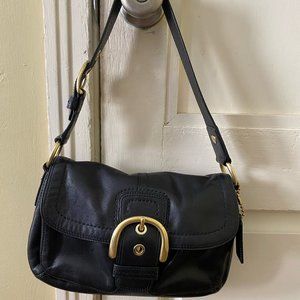 Vintage, black leather Coach handbag.